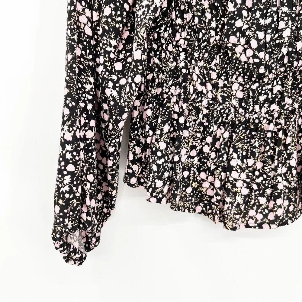 J.Crew Puff Sleeve Floral Square Neck Top Women's Size S Cottagecore
